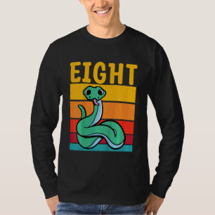 Kids 8th Birthday Retro Snake  Pet Reptile 8 Years T-Shirt