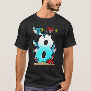 Kids 8th Birthday Sharks Underwater Kids Boys T-Shirt