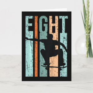 Kids 8th Birthday Skater Boy Skateboarding Retro D Card