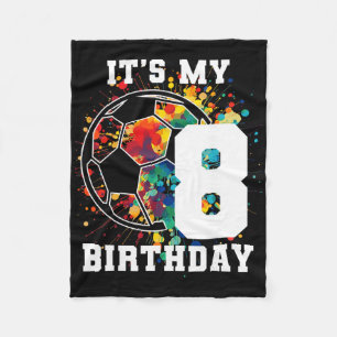 Kids 8th Birthday Soccer Byll Birthday Party 8 Yea Fleece Blanket
