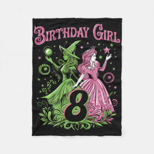 Kids 8th Birthday Witch Pink And Green 8 Years Old Fleece Blanket