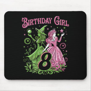 Kids 8th Birthday Witch Pink And Green 8 Years Old Mouse Mat