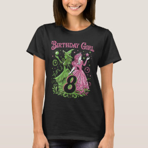 Kids 8th Birthday Witch Pink And Green 8 Years Old T-Shirt