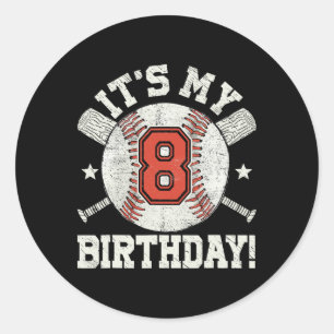 Kids 8th Bysebyll Birthday Party Boys Sport Fan 8 Classic Round Sticker