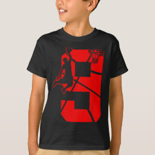 Kids 9 Year Old 9th Bysketbyll Birthday Partytheme T-Shirt