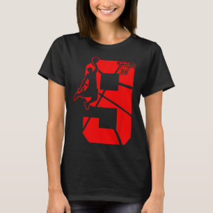 Kids 9 Year Old 9th Bysketbyll Birthday Partytheme T-Shirt