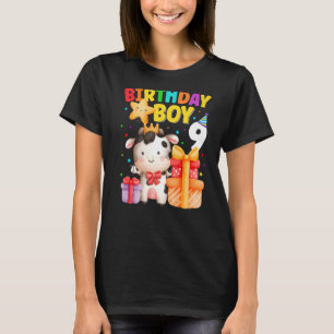 Kids 9 Year Old Birthday Boy 9th Cow Farm Animals T-Shirt