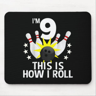 Kids 9 Year Old Bowling Birthday Party Shirt How I Mouse Mat
