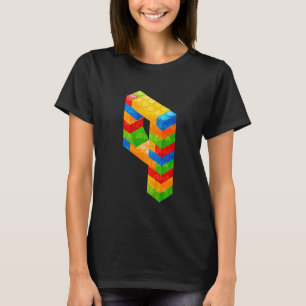 Kids 9 Year Old Building Blocks Birthday Bricks 9 T-Shirt