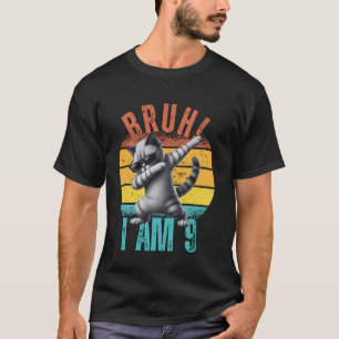 Kids 9 Year Old Dabbing Cat Bruh It's My 9th Birth T-Shirt