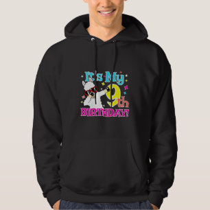 Kids 9 Year Old Dabbing Llama 9th Birthday Party T Hoodie