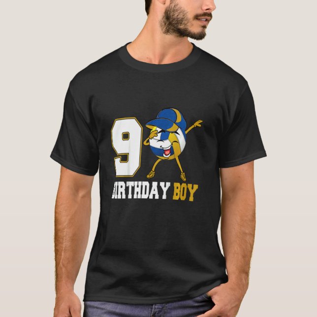Kids 9 Year Old  Dabbing Volleyball 9th Birthday B T-Shirt (Front)
