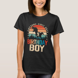 Kids 9 Year Old Dinosaur Trex 9th Birthday Boy Awe T-Shirt