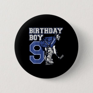 Kids 9 Year Old Ice Hockey Goalie Themed Birthday 6 Cm Round Badge