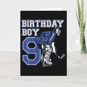 Kids 9 Year Old Ice Hockey Goalie Themed Birthday  Card