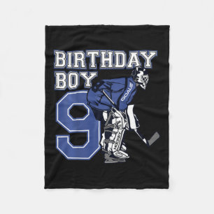 Kids 9 Year Old Ice Hockey Goalie Themed Birthday Fleece Blanket