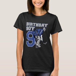 Kids 9 Year Old Ice Hockey Goalie Themed Birthday T-Shirt