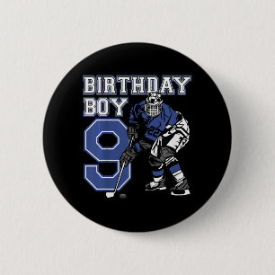 Kids 9 Year Old Ice Hockey Themed Birthday Party 9 6 Cm Round Badge