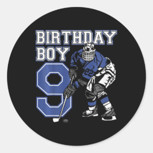 Kids 9 Year Old Ice Hockey Themed Birthday Party 9 Classic Round Sticker