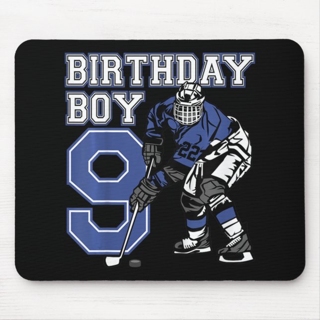 Kids 9 Year Old Ice Hockey Themed Birthday Party 9 Mouse Mat (Front)