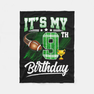 Kids 9 Year Old Its My 9th Birthday Football Theme Fleece Blanket