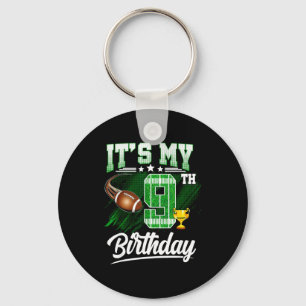 Kids 9 Year Old Its My 9th Birthday Football Theme Key Ring