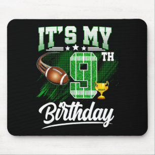 Kids 9 Year Old Its My 9th Birthday Football Theme Mouse Mat