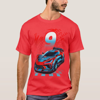 Kids 9 Year Old Race 9th Birthday Party Racing Rac T-Shirt