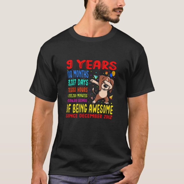 Kids 9 Years Of Being Awesome 9Th Birthday Kids Da T-Shirt (Front)