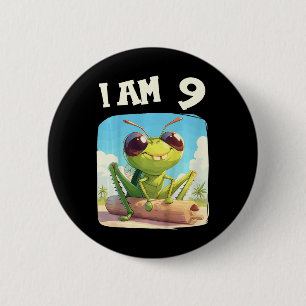 Kids 9 Years Old 9 Birthday Crickets Boy Girl Cric 6 Cm Round Badge