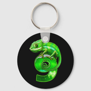 Kids 9 Years Old Lizard 9th Birthday Party Key Ring