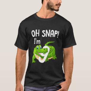 Kids 9 Years Old Oh Snap I'm 9 Crocodile Alligator T-Shirt