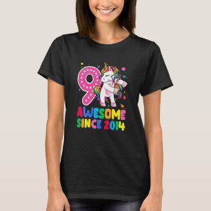 Kids 9 Years Old Unicorn Flossing 9th Birthday Gir T-Shirt