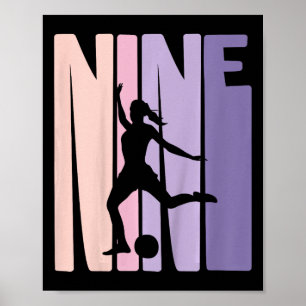 Kids 9 Years Soccer Girls Gift 9th Birthday Footba Poster