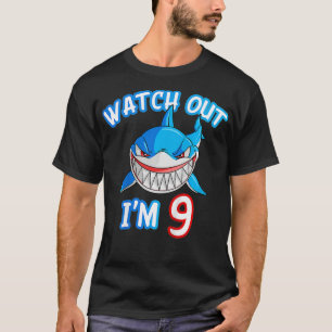 Kids 9 Yrs old Boy Watch Out Shark SHIRT 9th Birth