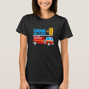 Kids 9th Birthday 9 Nine Year Old Firefighter Fire T-Shirt