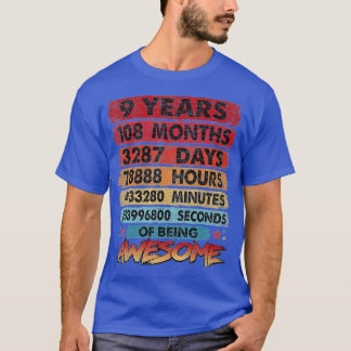 Kids 9th Birthday 9 Years Old Vintage Retro 108 Mo T-Shirt
