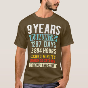 Kids 9th Birthday 9 Years Old Vintage Retro 108 Mo T-Shirt