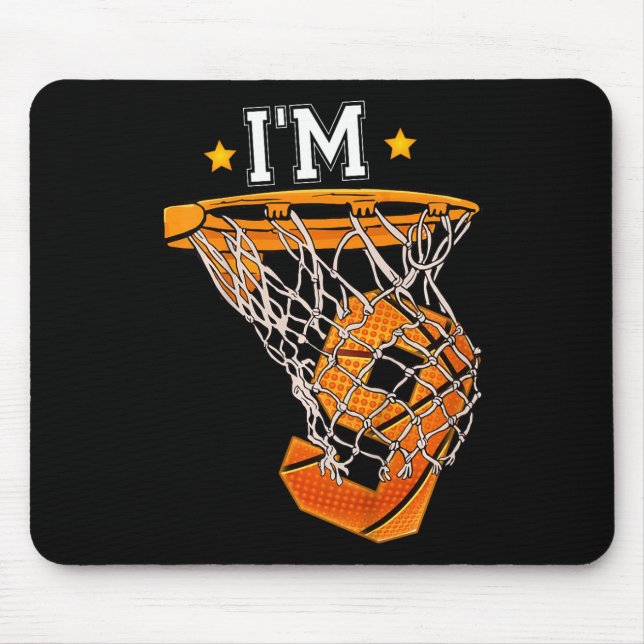 Kids 9th Birthday Basketball  I'm 9 Boy Girl 6th B Mouse Mat (Front)