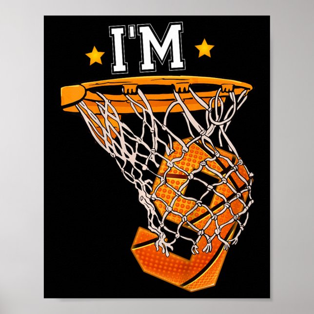 Kids 9th Birthday Basketball  I'm 9 Boy Girl 6th B Poster (Front)