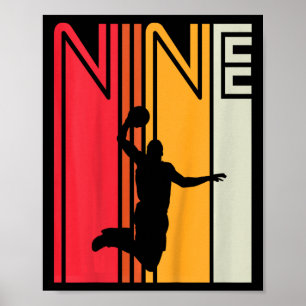 Kids 9th Birthday Basketball Lover 9 Years Old Ret Poster