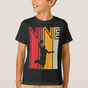 Kids 9th Birthday Basketball Lover 9 Years Old Ret T-Shirt
