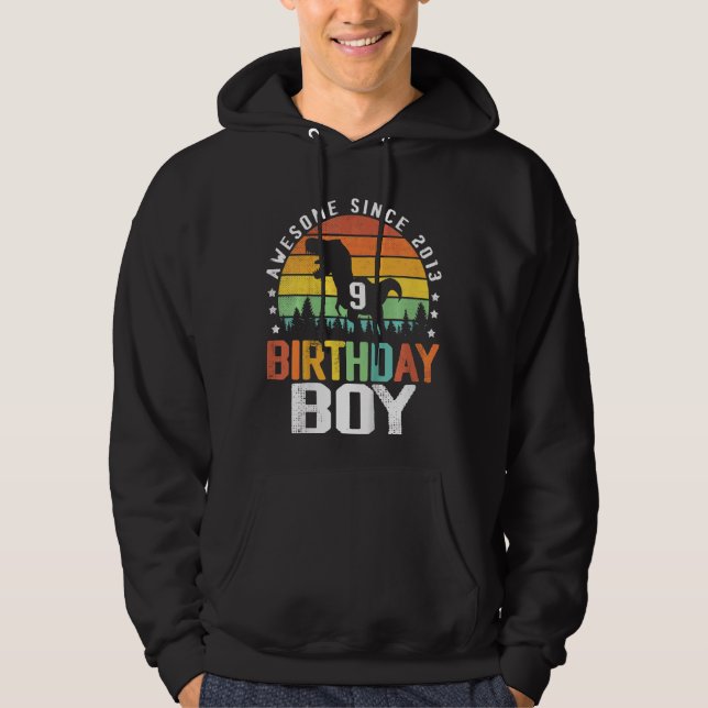 Kids 9th Birthday Boy Awesome Since 2013 9 Year Ol Hoodie (Front)