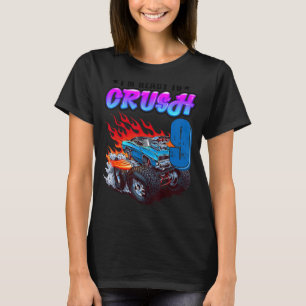 Kids 9th Birthday Boy Blaze Car 9 Year Old Monster T-Shirt
