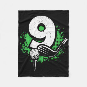 Kids 9th Birthday Boy Golf Player Golf 9 Years Old Fleece Blanket
