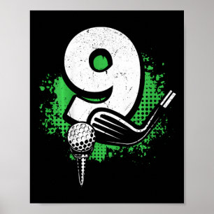 Kids 9th Birthday Boy Golf Player Golf 9 Years Old Poster