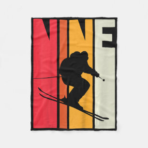 Kids 9th Birthday Boy Retro Ski Lover Skier 9 Year Fleece Blanket