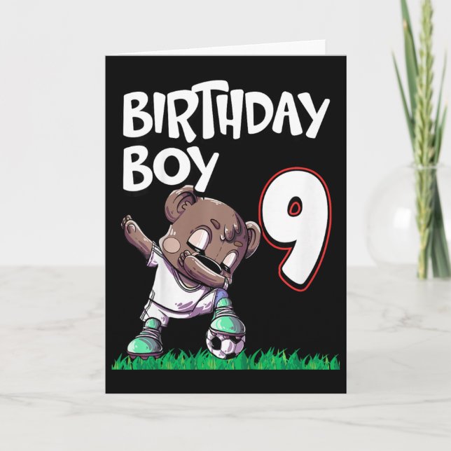 Kids 9th Birthday Boy Soccer  Card (Front)