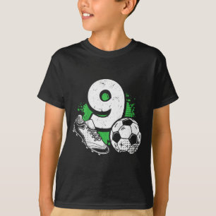 Kids 9th Birthday Boy Soccer Player Footll 9 Years T-Shirt