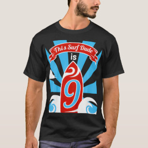 Kids 9th Birthday Boys Surf Surfer 9 Year Old T-Shirt